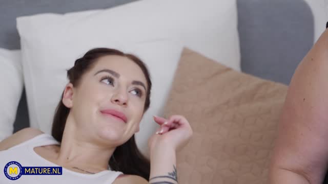 Curvy stepmom Odette gets her hairy pussy and big ass licked by her stepdaughter Sandy Morrison - Odette C. (48) & Sandy Morrison (19) — MILF & Mature, Stepmom, Mature scene by Mylfed